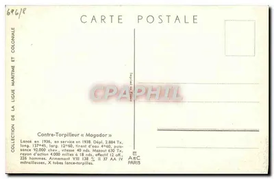 Contratorpilatore « Mogador » — L. Haffner — Collezione della Lega Marittima e Coloniale — Verso