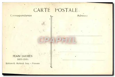 Jean Jaurès — portret — Wydawnictwo G. Richard, Puteaux — Rewers