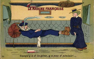La Marine Française — caricature d'un marin endormi et d'une femme — éditeur Arnaud & Nogaud, Nantes