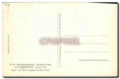 S/S "NORMANDIE" — Wybrzeże Azury, Francja — C.A.P. Strasbourg — Rewers