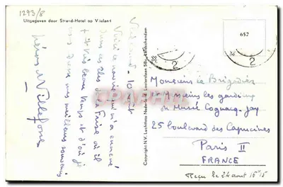 Vlieland, „Onze Postboot“ — navire postal — éditeur N.V. Luchtfoto Loosdrecht — Verso