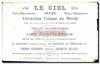 Le Ciel — Illusions et Visions — éditeur A. Alexander — Rewers