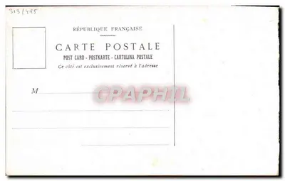 Motyw mitologiczny — topless tancerki wokół centralnego postaci — wydawca 'LE CIEL', Paryż Montmartre — Rewers