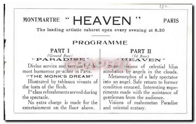 Montmartre — Cabaret 'Heaven' — Parijs — Achterkant