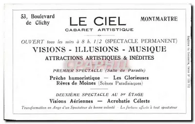 O Céu — Ilusões e Visões — Cabaré Artístico em Montmartre — Verso