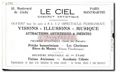 Il Cielo — Illusioni e Visioni — Cabaret Artistico a Parigi Montmartre — Verso