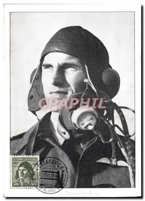 Pilote de l'Armée de l'Air tchécoslovaque — Alois Vašátko — éditeur Československá filatelia, série Carles-maximum