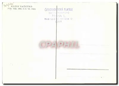 Pilote de l'Armée de l'Air tchécoslovaque — Alois Vašátko — éditeur Československá filatelia, série Carles-maximum — Verso