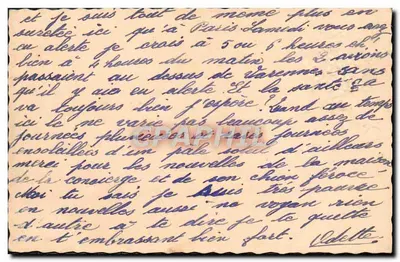 Carta postal de guerra — Soldados em alerta em Varennes — datada 14/11/1939 — assinatura Odette — Verso