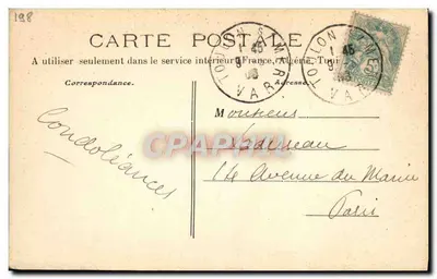 Francuski statek wojenny — «Masséna», pancernik — kolekcja A. Couturier — Rewers