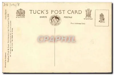 VICTORY — statek Nelsona w Portsmouth — Tuck's Post Card n°257 — Rewers