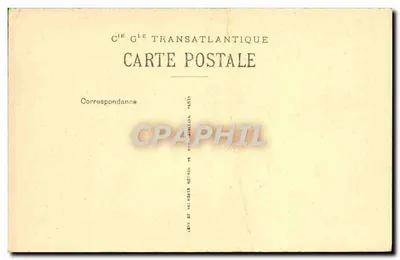 Cabine de Primeira Classe — Navio « PARIS » — Cie Générale Transatlantique — Verso