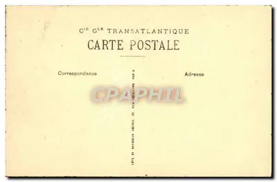 Paquebote « PARIS » — Um dos Pontões de Promenade de Primeira Classe — Editor Cie Générale Transatlantique — Verso