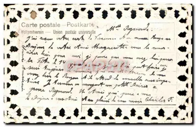Pequenas flores — Fale por mim — Carta postal francesa com selo de 10 centavos — Verso