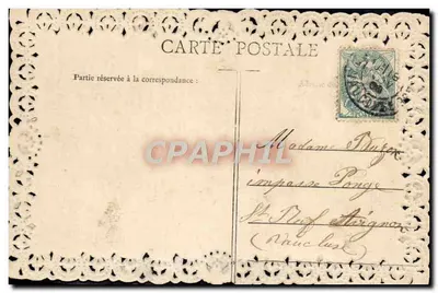 Donna con mazzo di fiori — cartolina ornata di pizzo — editore non identificato, n° 570 — Verso