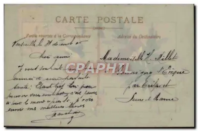 Kwiaty i ptaki — Karta życzeń na rok 1907 — Wydawca nie widoczny — Rewers