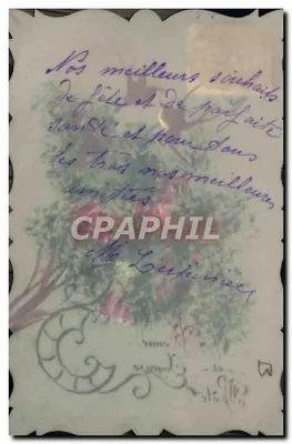 Aves y flores — tarjeta postal de felicitación — editor desconocido — Reverso