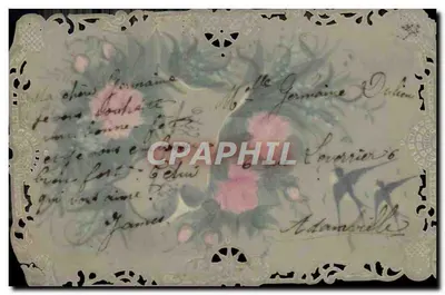 Vintage Postcard — Fantasy Embroidered Flowers — Back
