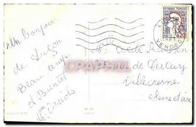 Soldado e mulher no parque — caricatura humorística — M.D. Paris, série n°070 — Verso