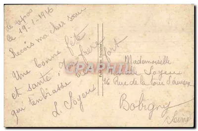 Rosas bordadas — Boa festa — Fabricação francesa — Verso