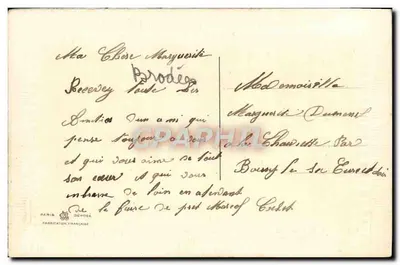 Flores da Esperança — cartão postal bordado — Paris Déposé — Verso