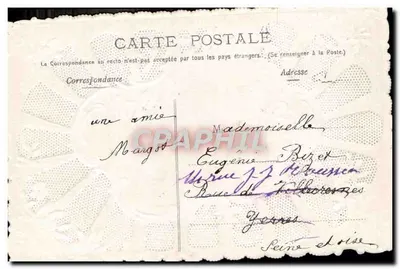 Tarjeta postal decorativa — Eugénie — editor desconocido, número de serie no visible — Reverso