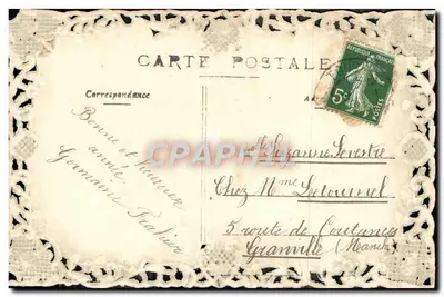 Rosa e trevo — Boa Ano — Carta postal decorativa — Verso