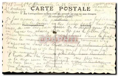Colombe au milieu de fleurs — texte manuscrit — Carte postale française — Rewers