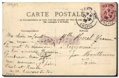 Tarjeta postal antigua París La rue de la pompe y el liceo Janson de Sailly — Reverso