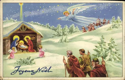 Bilhete postal antigo Fantasia Natal Anjo