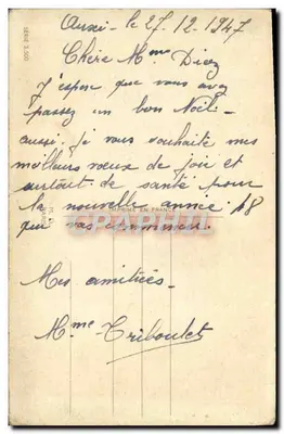 Bilhete postal antigo Fantasia Natal Anjo — Verso