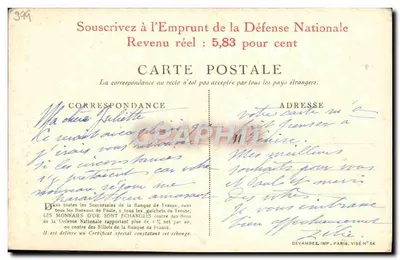 Soldado e galinha sobre moeda de ouro — Para a França, doe seu ouro — Devambez, Imp. Paris, N° 54 — Verso