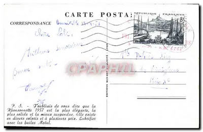 La Rhonsonnette 1957 — Motocicleta — Edições Postais Lyon — Verso