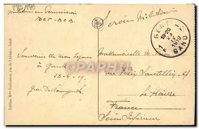 Gand. Ruiny Abbatii św. Bavona — Ogólny widok — Wydawnictwo Pani Vanhooeren, n° 180599 — Rewers