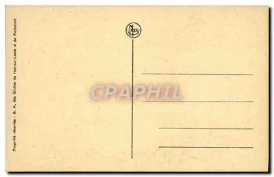 Grutas de Han — A Sala das Armas; reaparição da Lesse — editor N. RLS. e de Rochefort — Verso