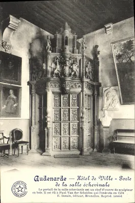 Audenarde — Hotel de Ville — Portal da sala dos conselheiros — E. Desaix, Bruxelas