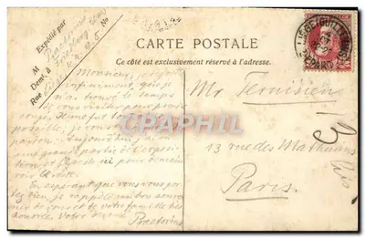 Wystawa Uniwersalna w Liège 1905 — Wejście główne do Hali — Grupa z lewej — Héliotrope De Riche, Sand. — Rewers