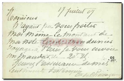 Paris — Carte postale universelle — Union postale universelle — Verso