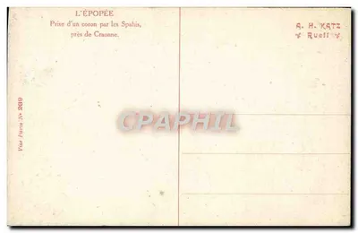 Spahis tomando un coron — Captura de un coron por los Spahis cerca de Craonne — Ilustración de Guillaume Mentier, serie Vida Partia N° 2689 — Reverso