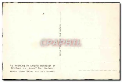 Gasthaus zur 'Krone' Bad Nauheim — Weinwerbung — Verlag Photodrucker Bad Nauheim — Rückseite