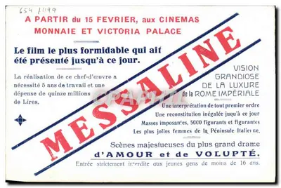 Uma cena de MESSALINE — filme da Roma imperial — editor desconhecido — Verso