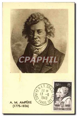 A. M. Ampère (1775-1836) — retrato gravado — editor Bourgogne, n° de série 304/695