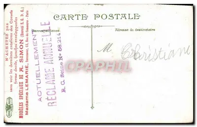 Latający samolot Santos-Dumont — lot w powietrzu — wydawca Lévy & Cie, nr 3439 — Rewers