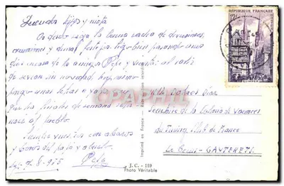 Młody para uśmiechnięta — 'Nosi szczęście, weź je z moim sercem!' — LE JOLI TALISMAN — Rewers