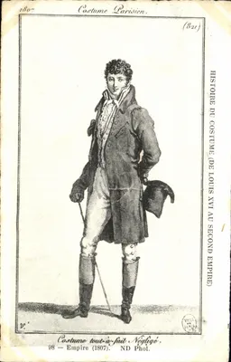 Traje Parisiense — Traje totalmente negligente — História do Traje (de Luís XVI ao Segundo Império) — ND Fot. (821)