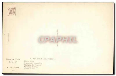 Mattino d'estate — A summer-morning — A. MATIGNON, pinxit, n° 445 — Verso