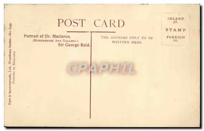 Retrato do Dr. Maclaren — Sir George Reid — Editor Eyre & Spottiswoode, Ltd. N° 6995 — Verso