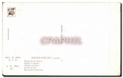 Bryzant w kwitnącym kwiecie — widok krajobrazu z rzeką i sosnami — Didier-Pouget, pinxit, seria 562 — Rewers
