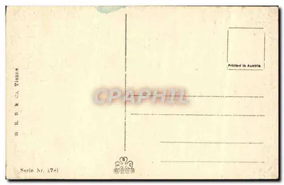 Barco a vela no mar — paisagem costeira — W. H. R. & C. J. Vlannre, série 2781 — Verso
