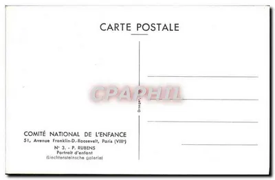 Retrato de criança — P. Rubens — COMITÉ NATIONAL DE L'ENFANCE — Verso